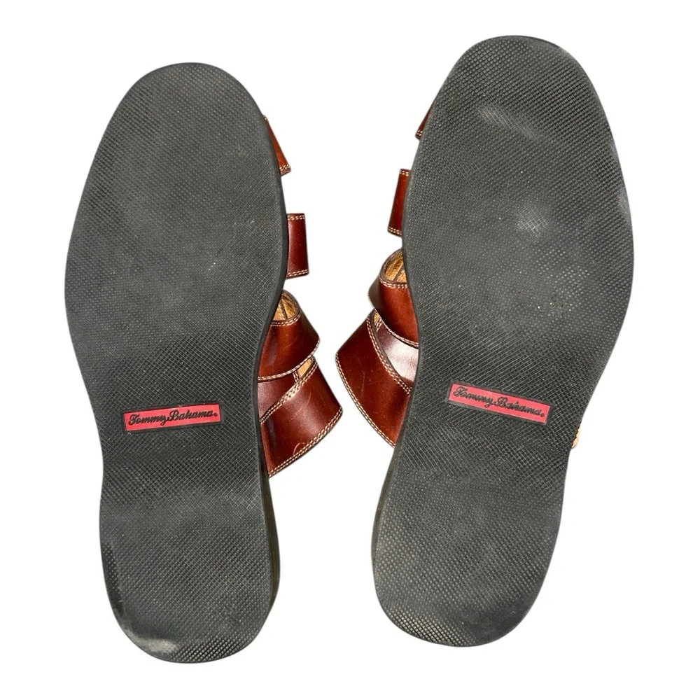 Tommy Bahama Nevins Chestnut Leather Slip On Sandals NWOT Sz. 12